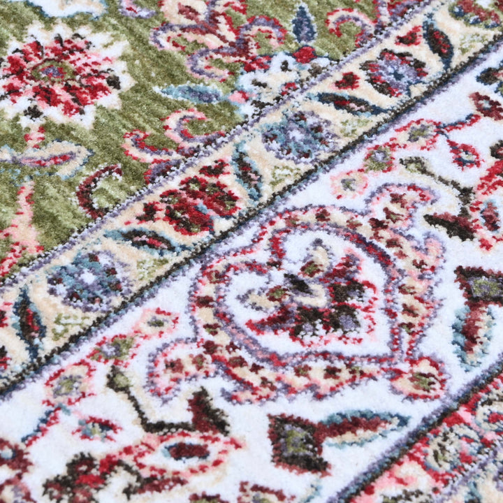 Pistachio Green Floral Turkish Rug 5X8 ft