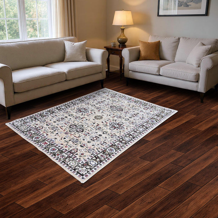 Beige Abstract Turkish Rug 5X8 ft