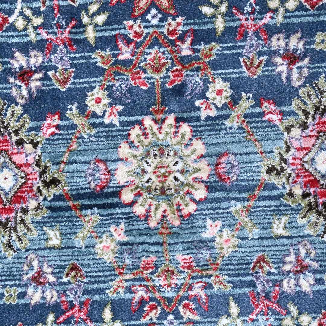 Blue Floral Turkish Rug 4x6 Ft