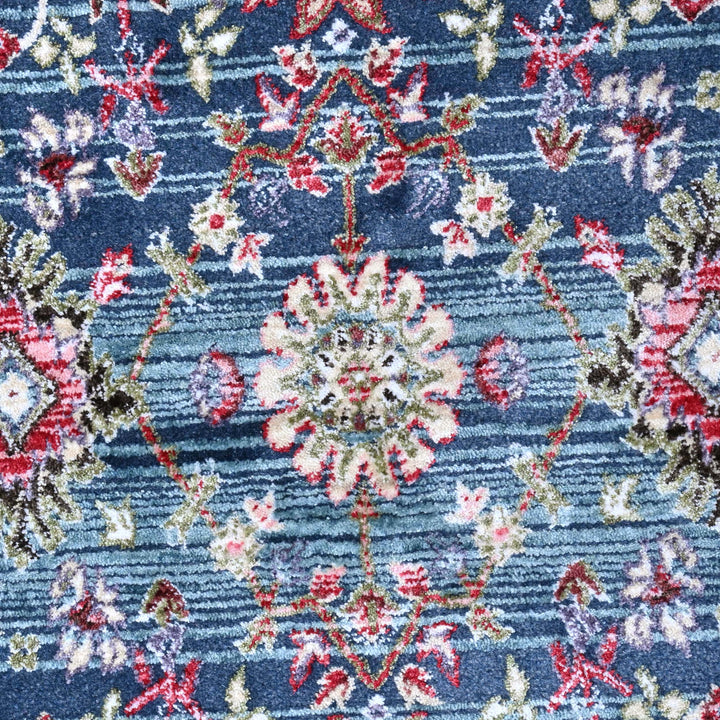 Blue Floral Turkish Rug 4x6 Ft