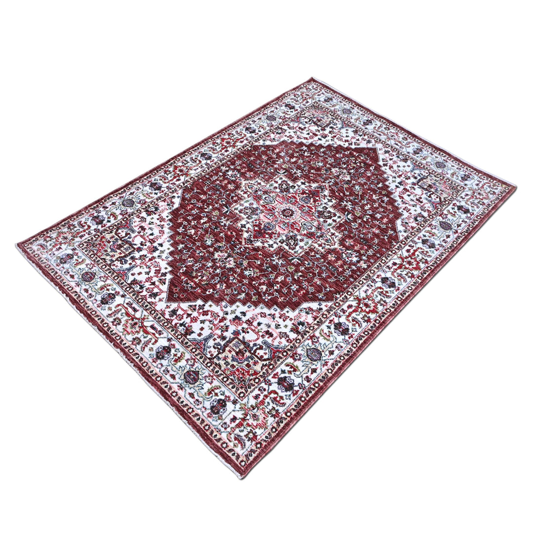 Deep Maroon Traditional Turkish Rug 4x6 Ft