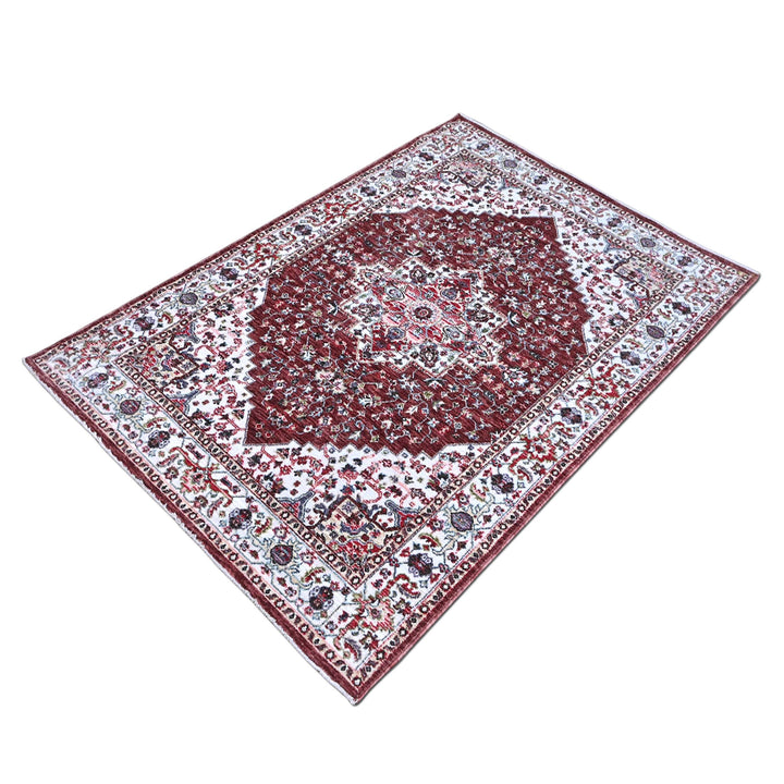 Deep Maroon Traditional Turkish Rug 4x6 Ft