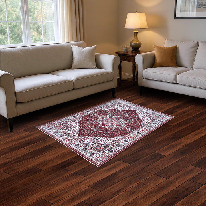 Deep Maroon Traditional Turkish Rug 4x6 Ft