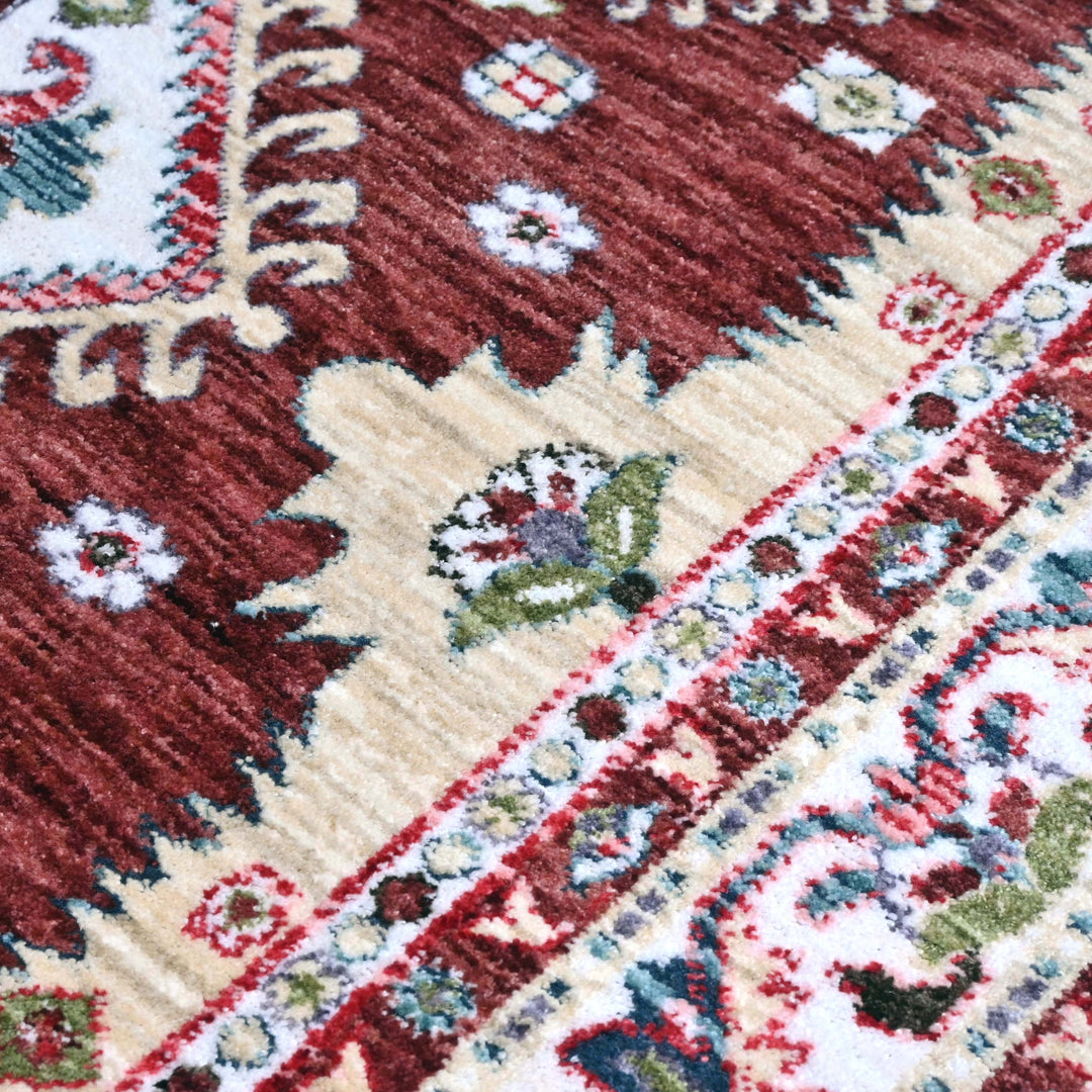Rust Floral Turkish Rug 4x6 Ft