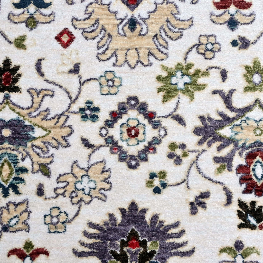Off White & Green Floral Turkish Rug 4x6 Ft