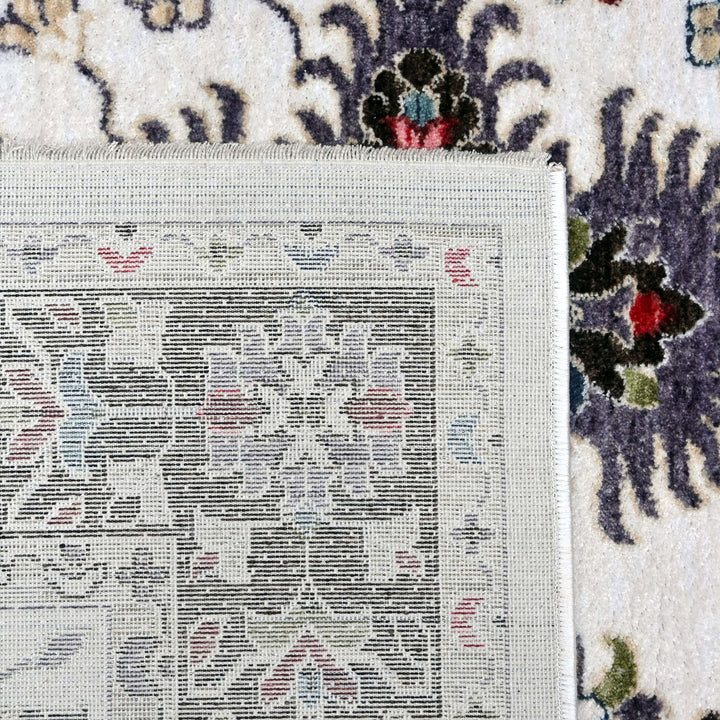 Off White & Green Floral Turkish Rug 4x6 Ft