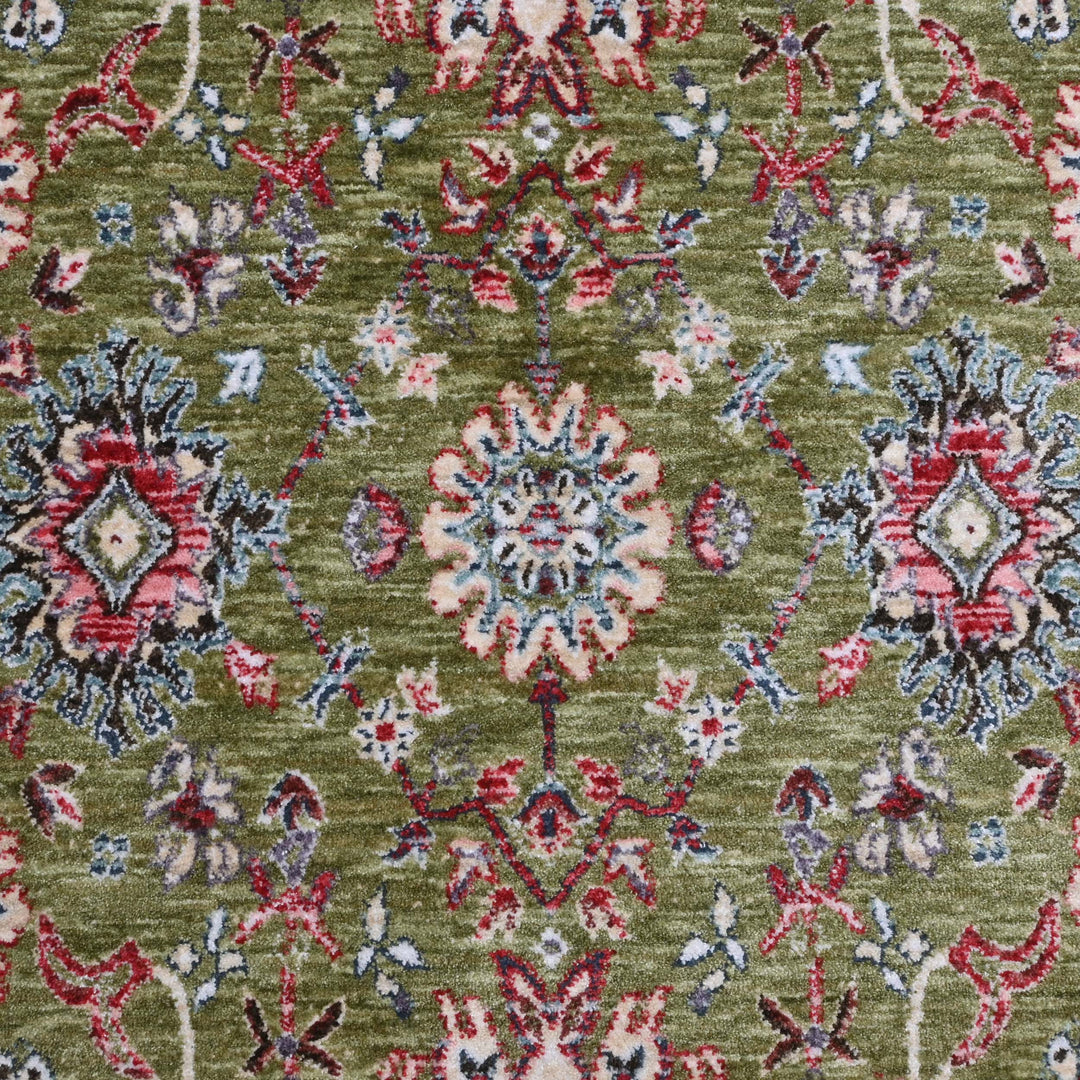 Pistachio Green Floral Turkish Rug 4x6 Ft