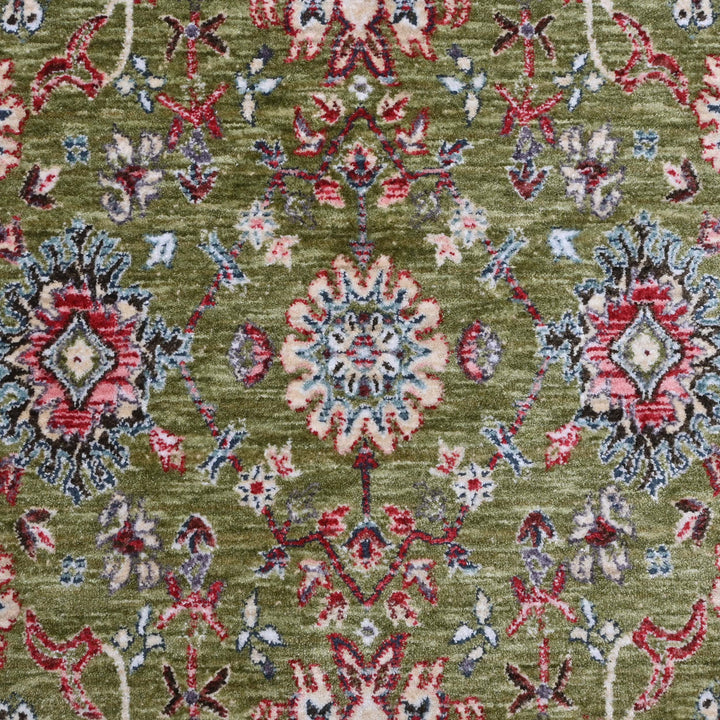 Pistachio Green Floral Turkish Rug 4x6 Ft