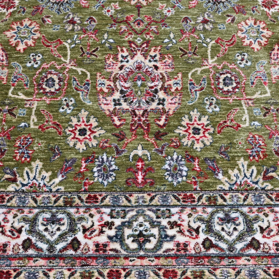 Pistachio Green Floral Turkish Rug 4x6 Ft