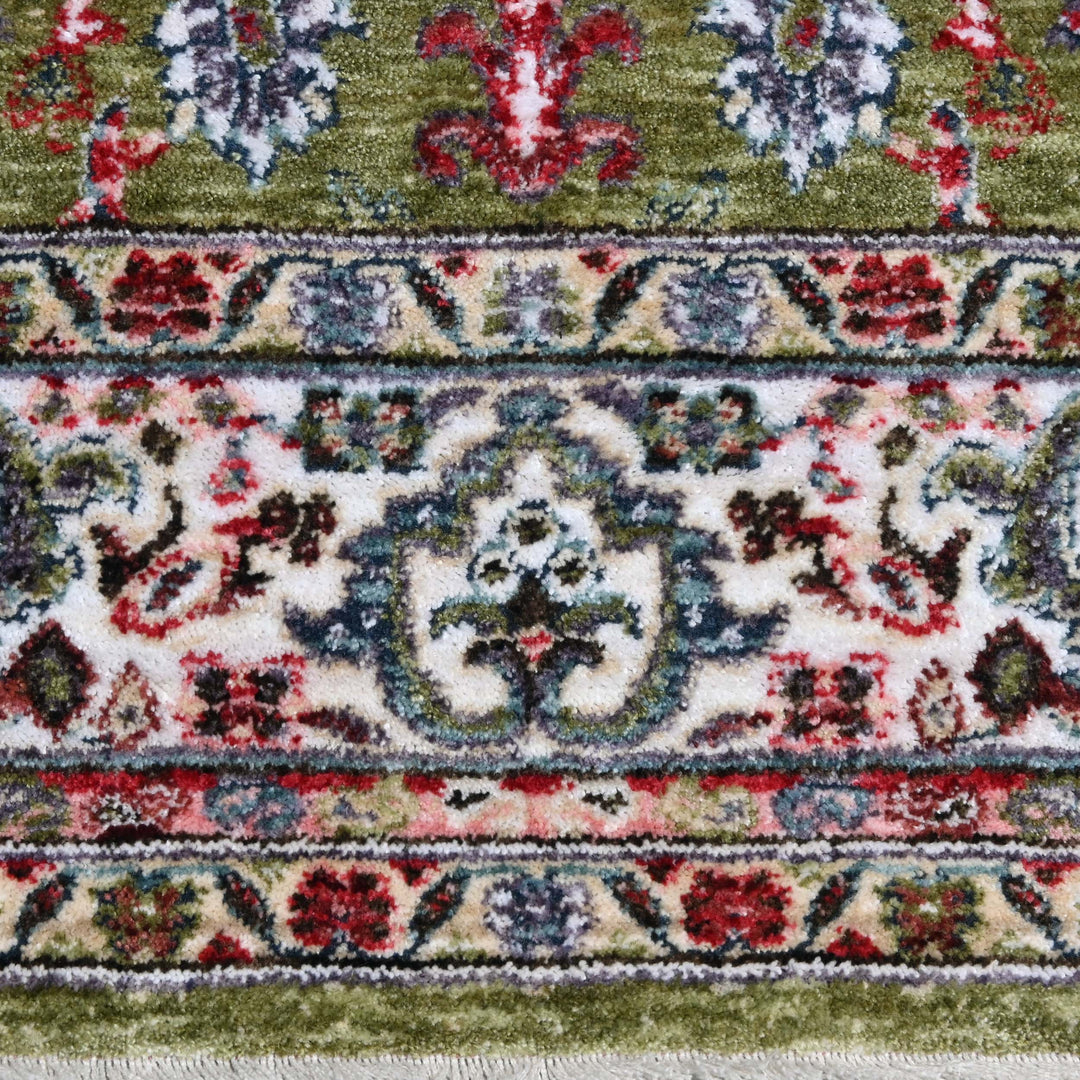 Pistachio Green Floral Turkish Rug 4x6 Ft