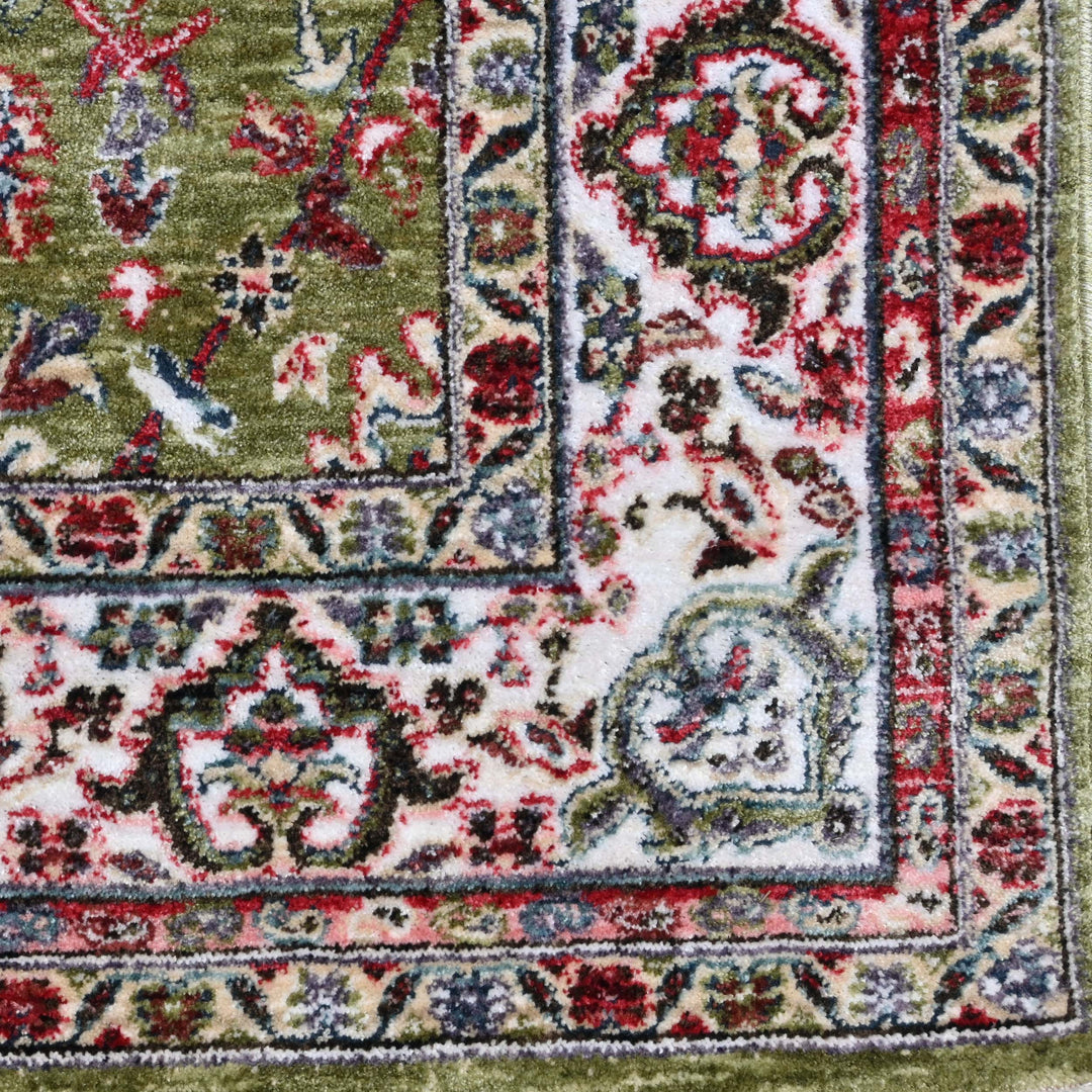 Pistachio Green Floral Turkish Rug 4x6 Ft