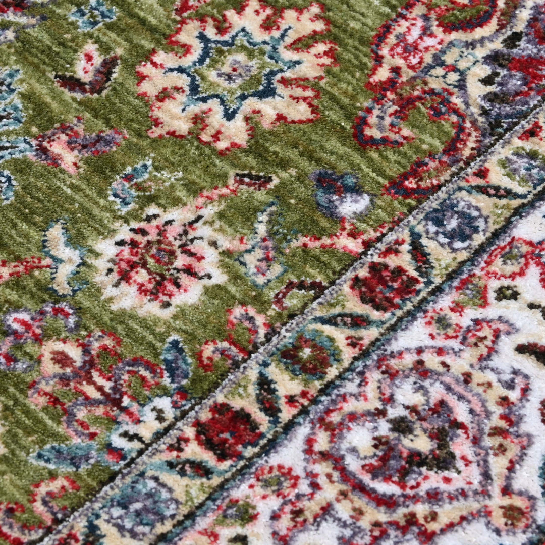 Pistachio Green Floral Turkish Rug 4x6 Ft