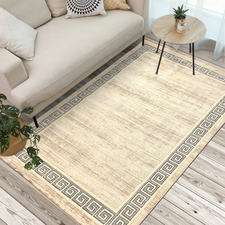 Beige Plain Turkish Rug 7x10 ft