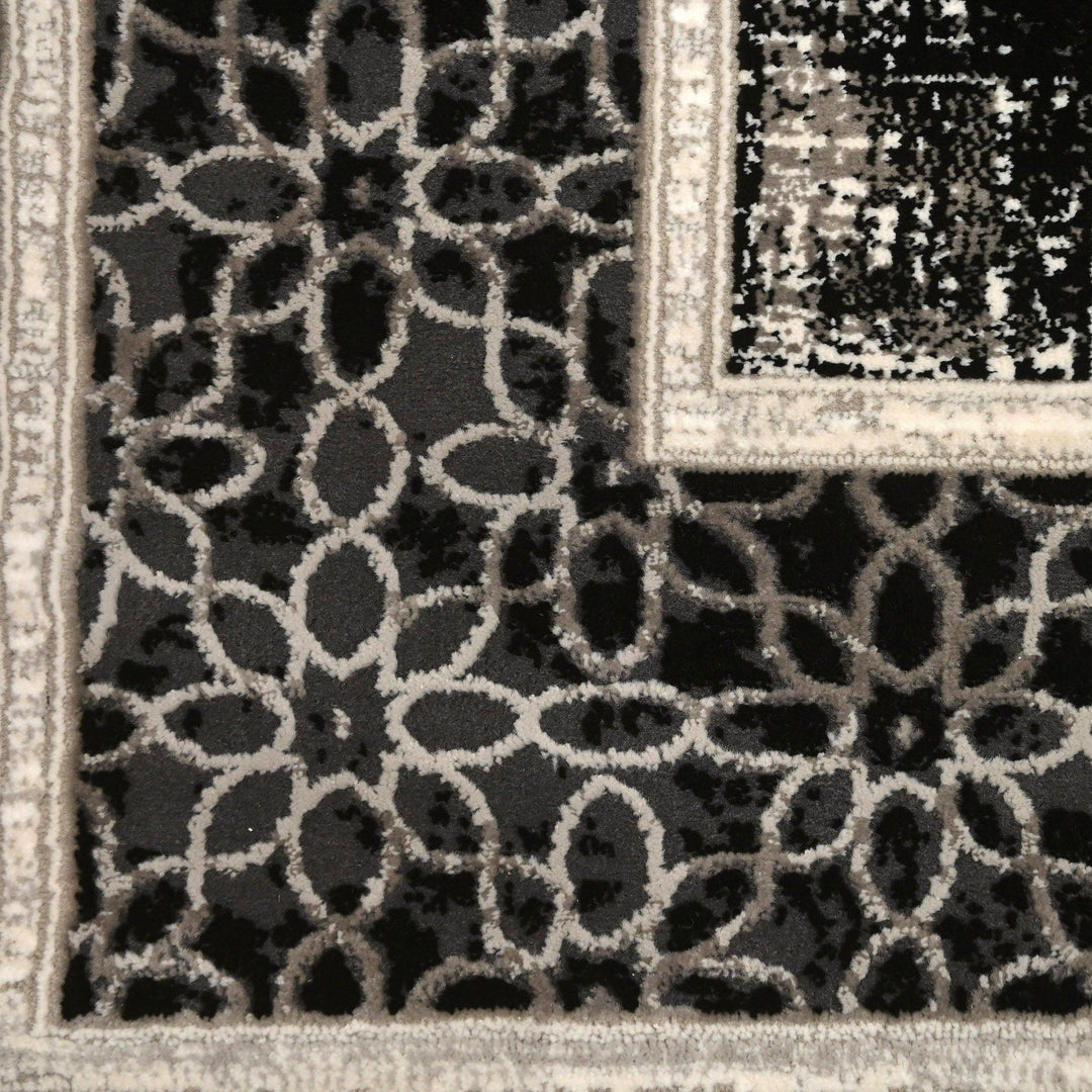 Black Floral Turkish Rug 4x6 ft