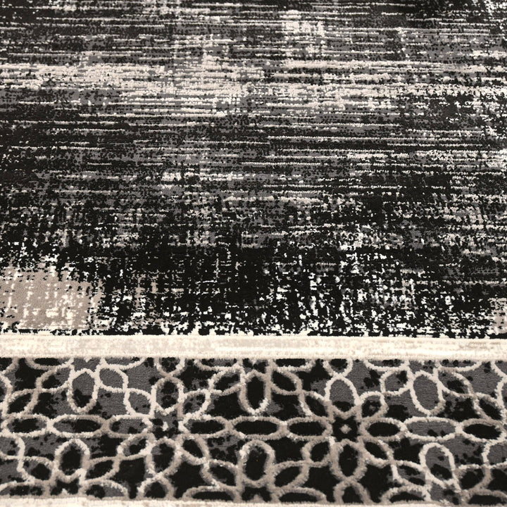 Black Floral Turkish Rug 4x6 ft