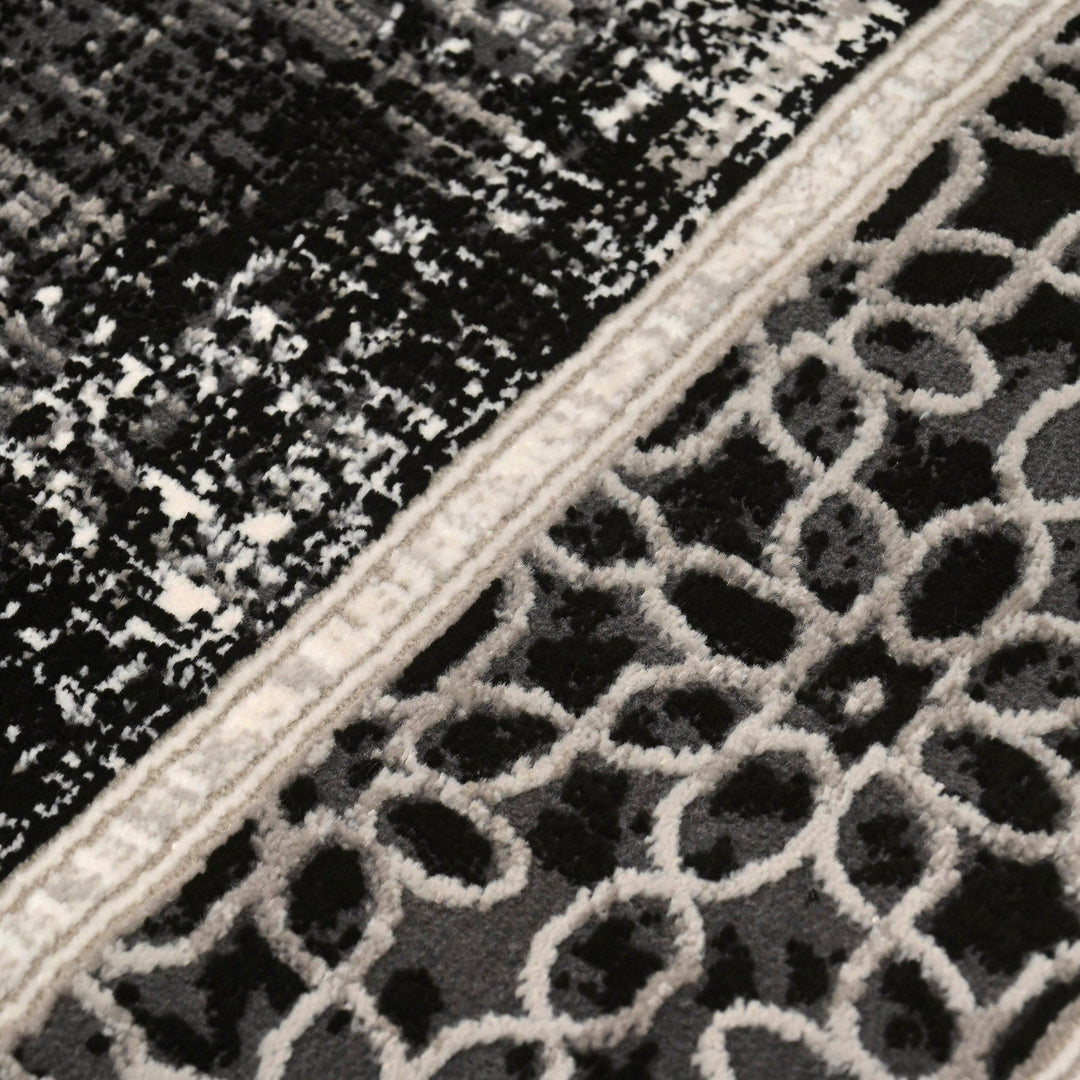 Black Floral Turkish Rug 4x6 ft