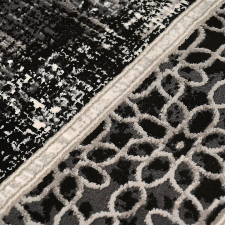 Black Floral Turkish Rug 4x6 ft