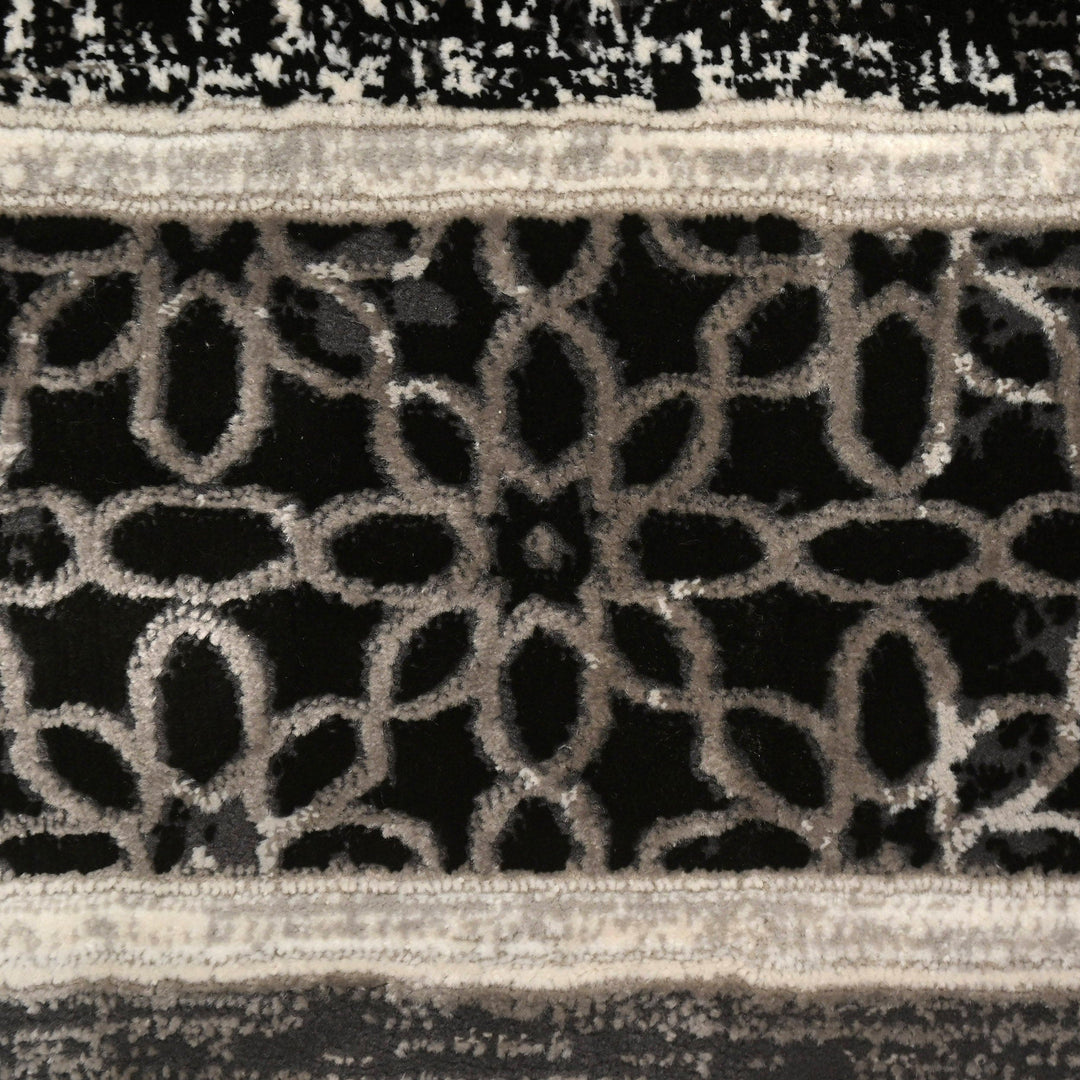 Black Floral Turkish Rug 4x6 ft