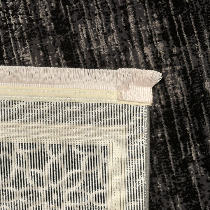 Black Floral Turkish Rug 4x6 ft