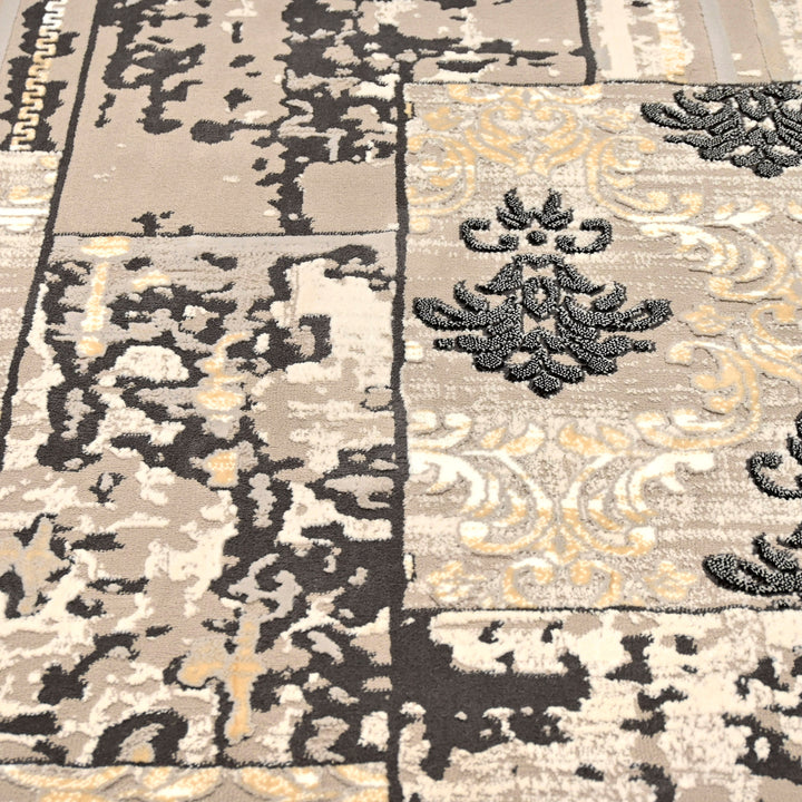 Beige Floral Turkish Rug 4x6 ft