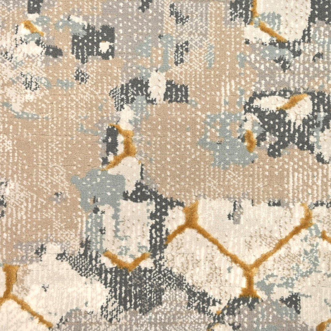 Off White Geometric Turkish Rug 5x8 ft