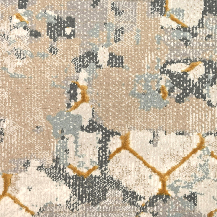 Off White Geometric Turkish Rug 5x8 ft