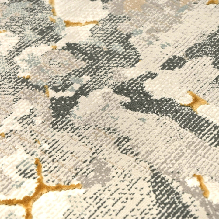 Off White Geometric Turkish Rug 5x8 ft