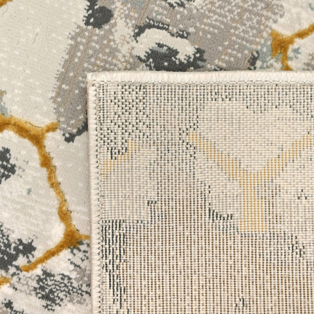 Off White Geometric Turkish Rug 5x8 ft