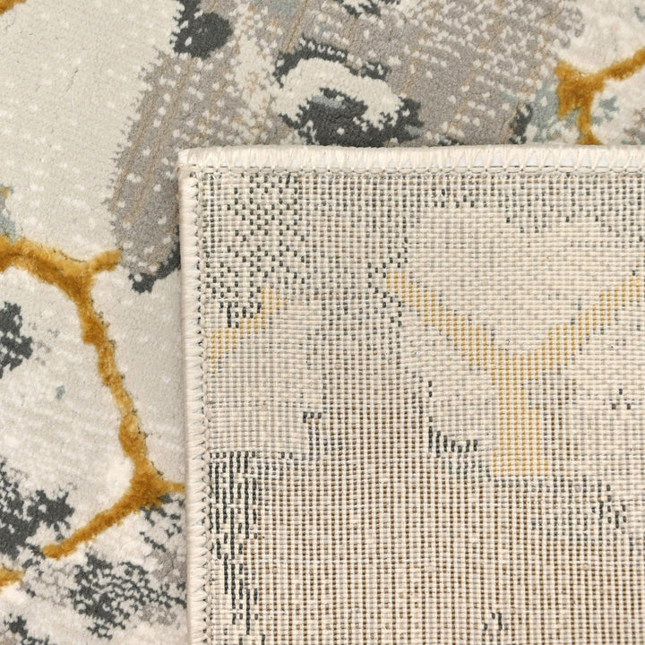 Off White Geometric Turkish Rug 5x8 ft