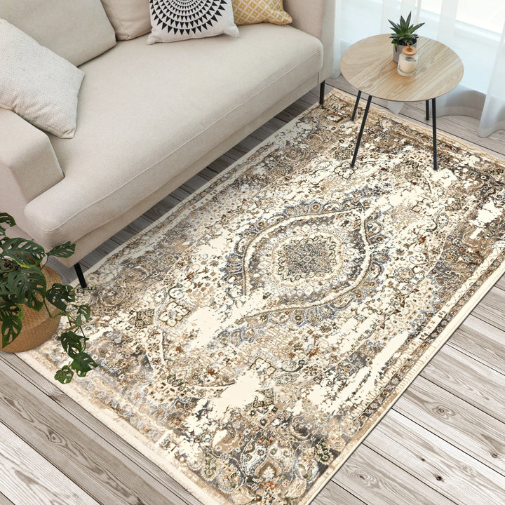 Brown Abstract Turkish Rug 4x6 ft