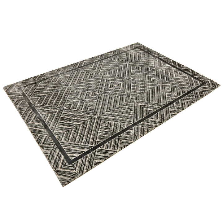 Dark Grey Geometric Turkish Rug 5X8 Ft