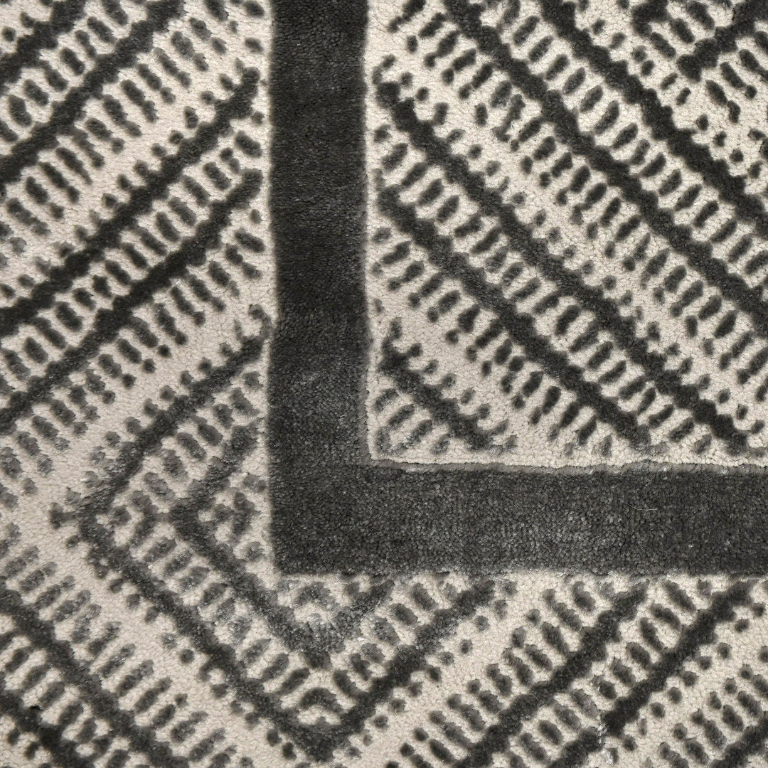 Dark Grey Geometric Turkish Rug 5X8 Ft