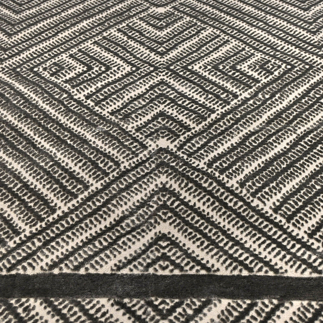 Dark Grey Geometric Turkish Rug 5X8 Ft
