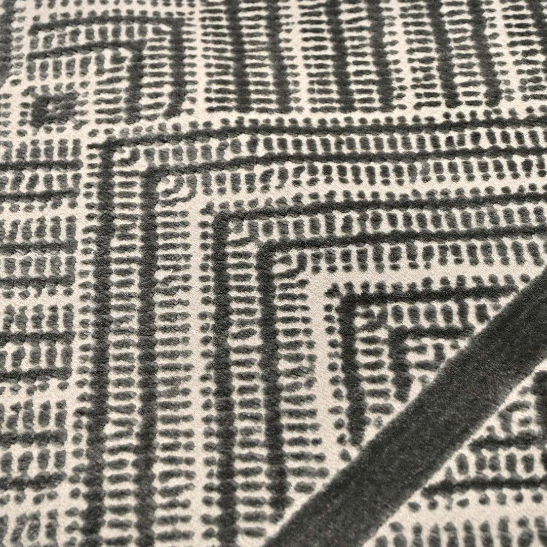 Dark Grey Geometric Turkish Rug 5X8 Ft