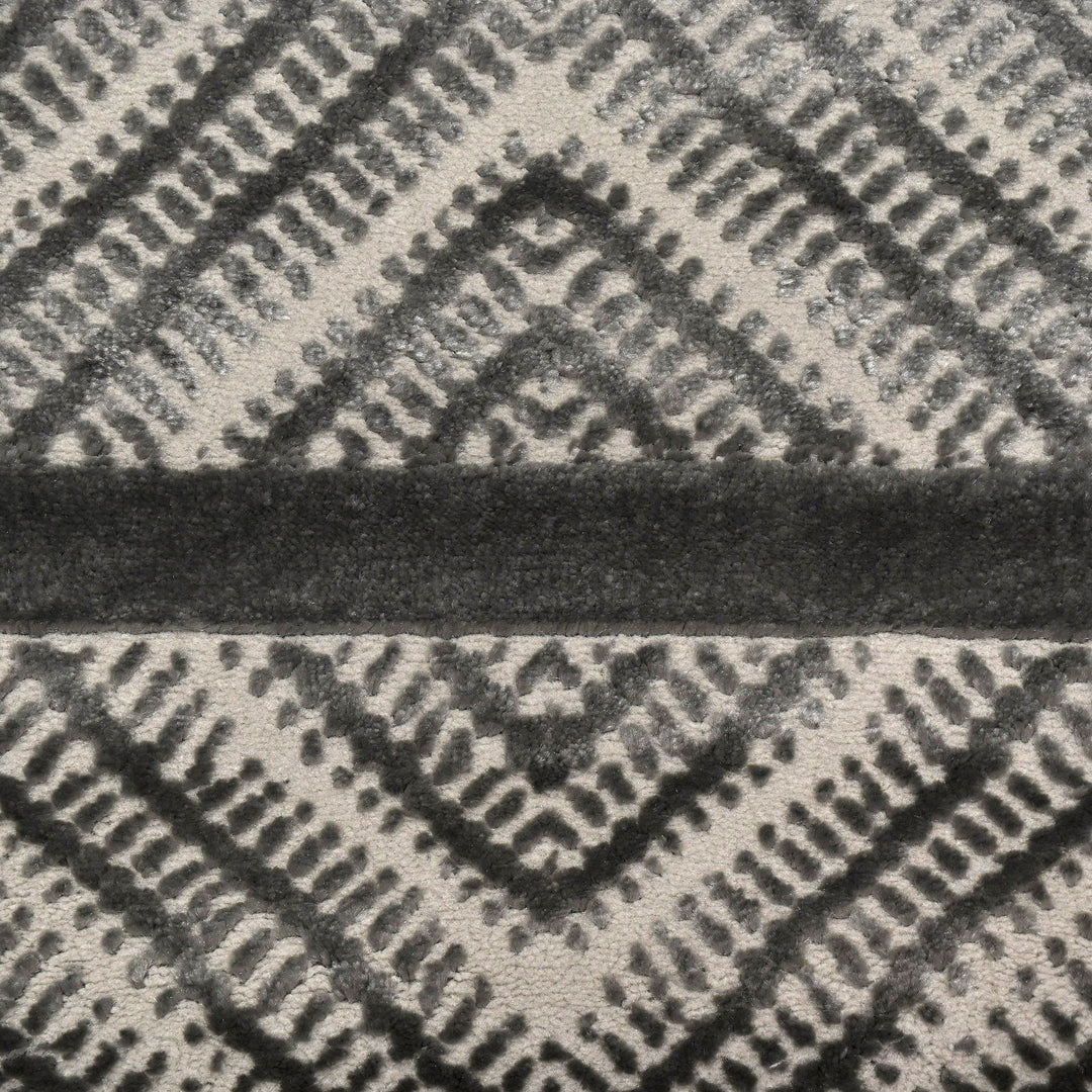 Dark Grey Geometric Turkish Rug 5X8 Ft