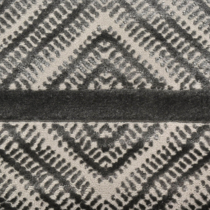 Dark Grey Geometric Turkish Rug 5X8 Ft
