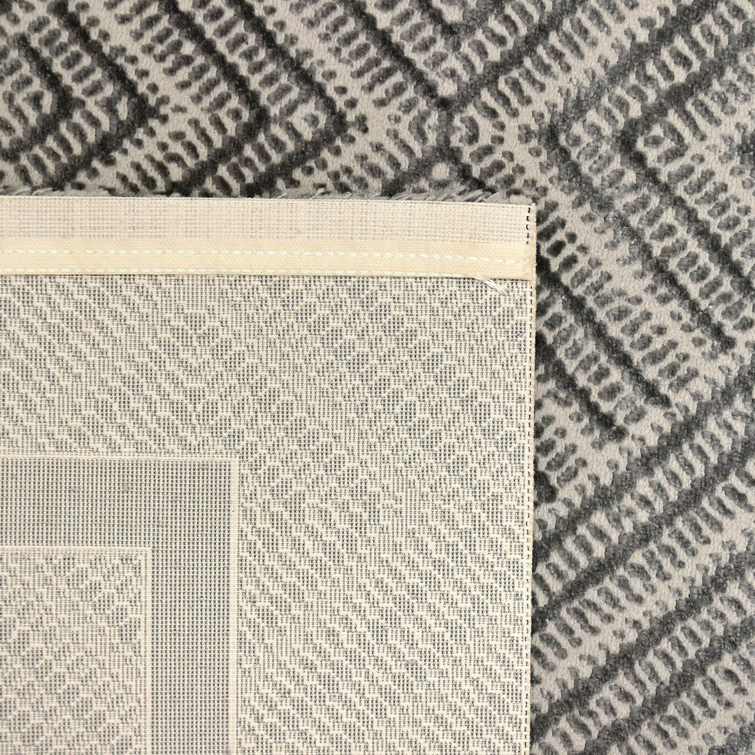 Dark Grey Geometric Turkish Rug 5X8 Ft