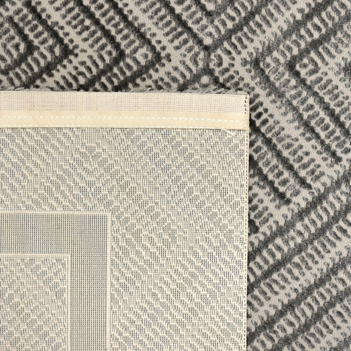 Dark Grey Geometric Turkish Rug 5X8 Ft