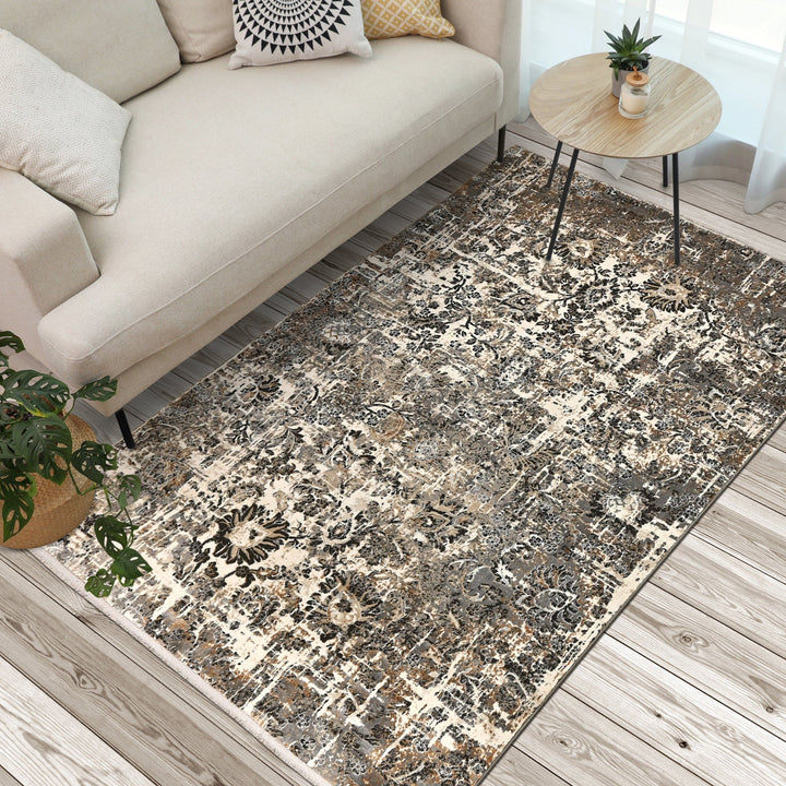 Grey Splash Turkish Rug 5X8 Ft