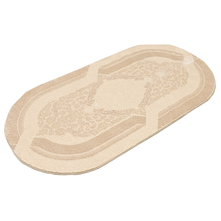 Off White Floral Turkish Oval Rug 2.5x5 Ft