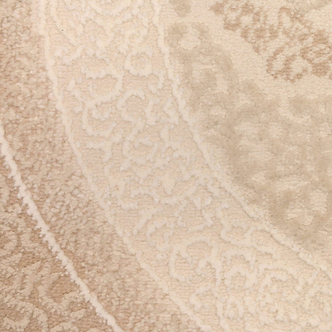 Off White Floral Turkish Oval Rug 2.5x5 Ft