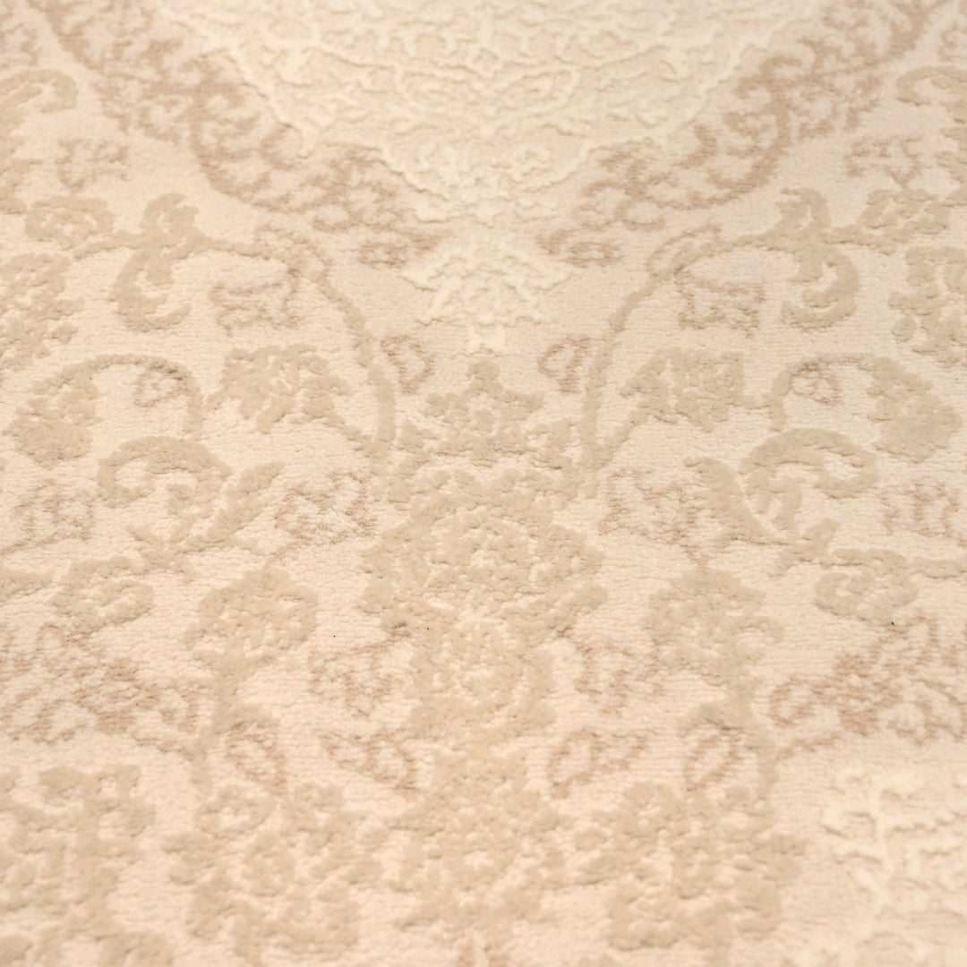 Off White Floral Turkish Oval Rug 2.5x5 Ft