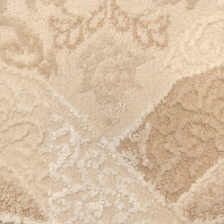 Off White Floral Turkish Oval Rug 2.5x5 Ft