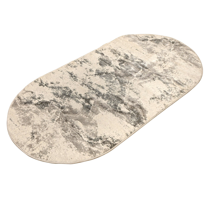 Grey Abstract Turkish Oval Rug 2.5x5 Ft