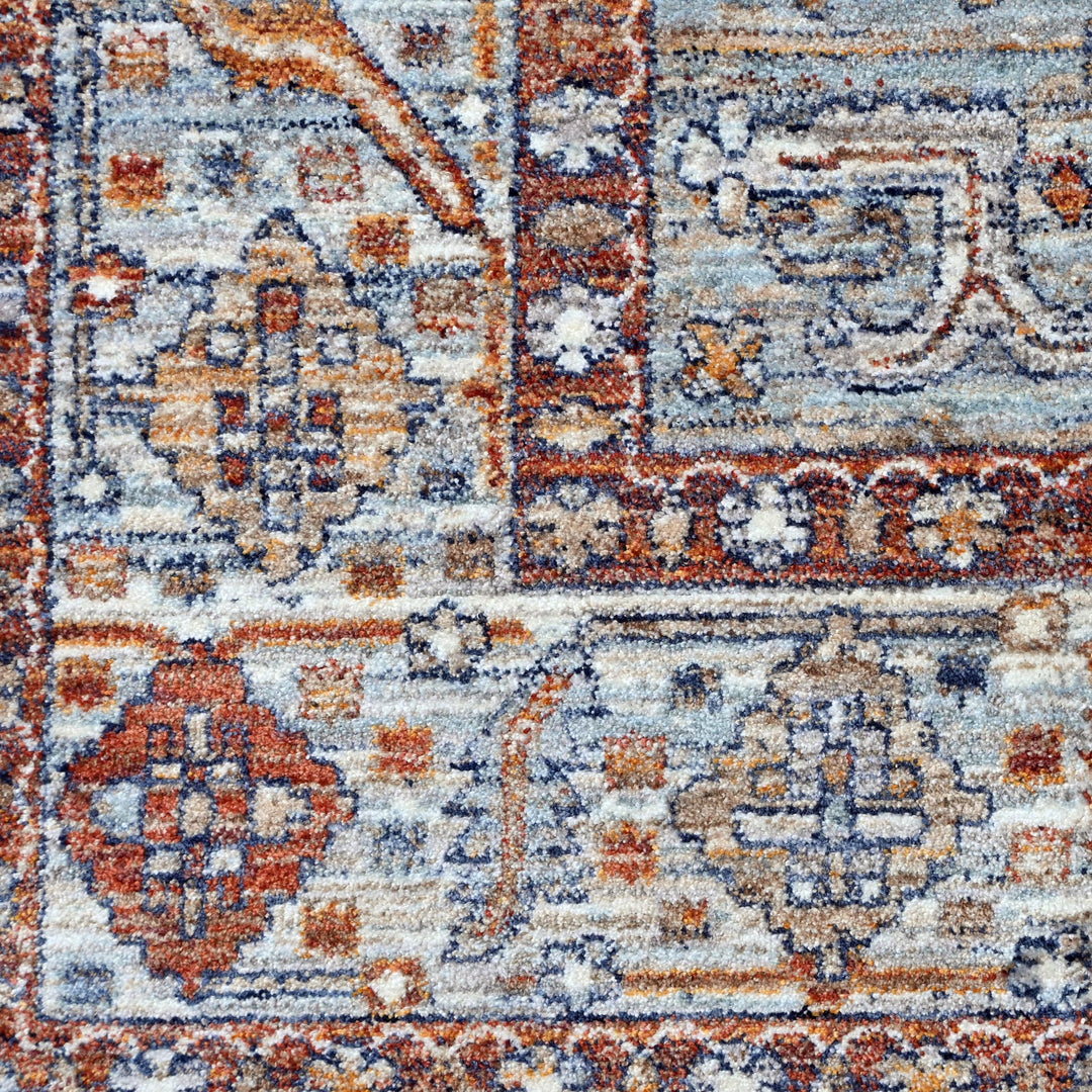 Off White & Rust Floral Turkish Rug 7x10 ft