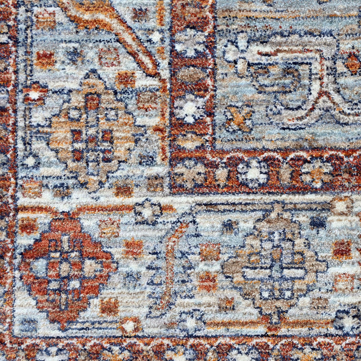 Off White & Rust Floral Turkish Rug 7x10 ft