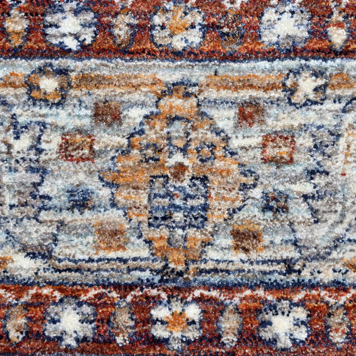 Off White & Rust Floral Turkish Rug 7x10 ft