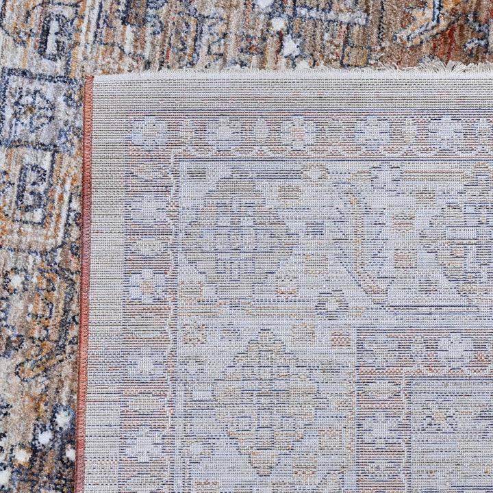 Off White & Rust Floral Turkish Rug 7x10 ft
