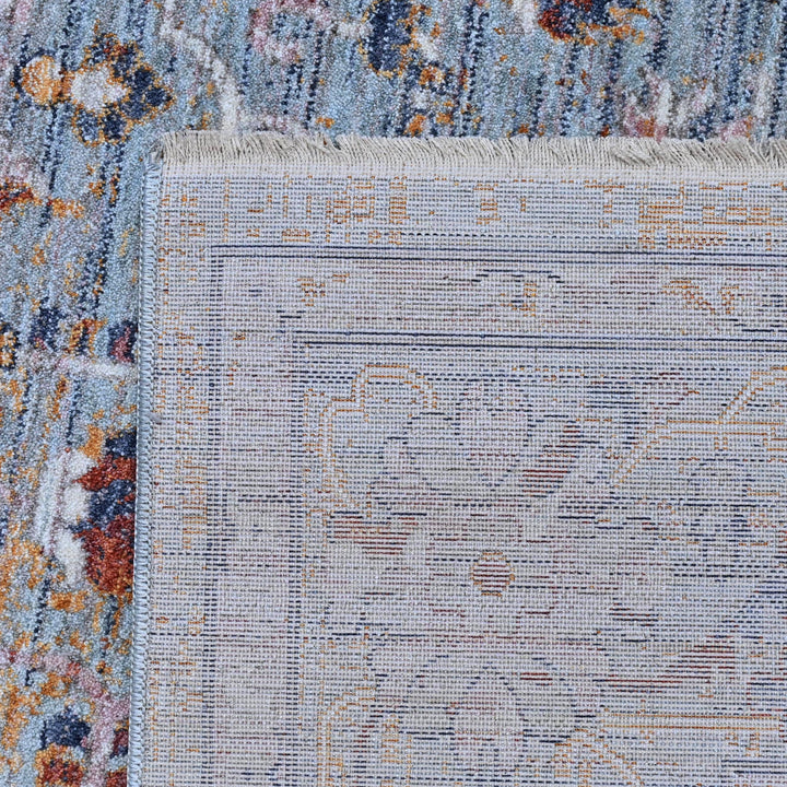 Grey Blue Floral Turkish Rug 7x10 ft