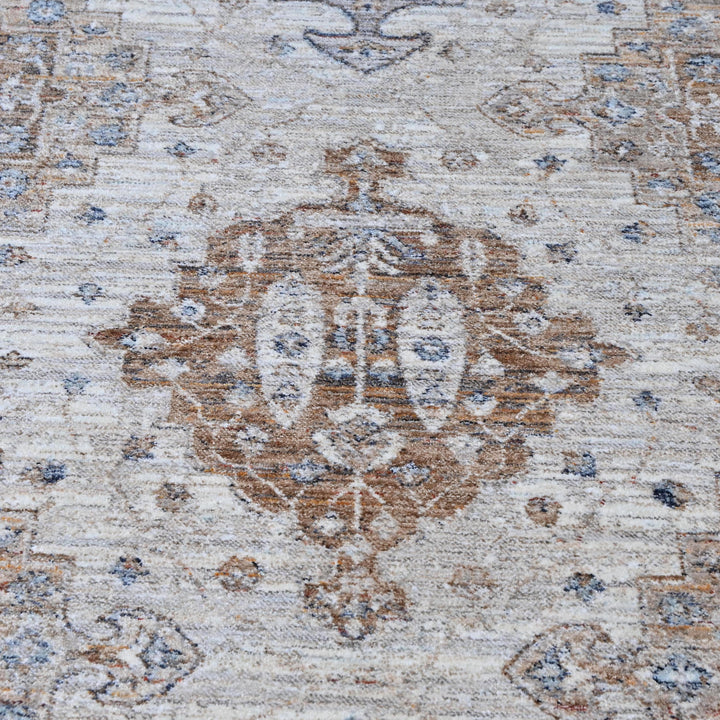 Cream & Grey  Floral Turkish Rug 7x10 ft